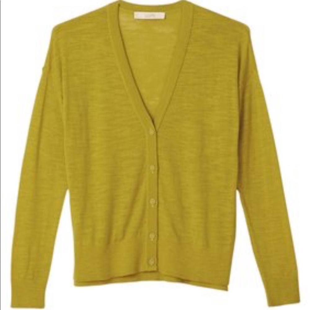 Ann Taylor Loft Yellow Cotton V-neck Cardigan